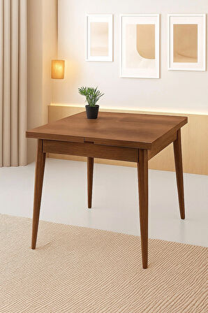 Yanlardan Açılır Büyüyen Yemek Masası Ceviz 75x80cm SADECE MASA FİYATIDIR