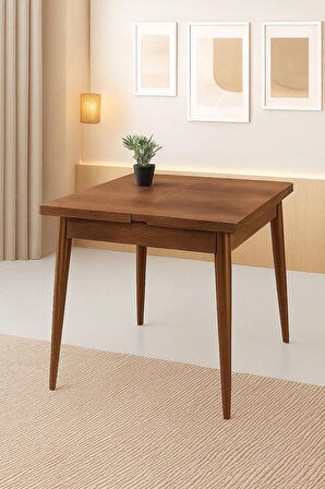 Yanlardan Açılır Büyüyen Yemek Masası Ceviz 75x80cm SADECE MASA FİYATIDIR