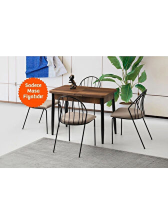 Ortadan Açılır Büyüyen Ahşap Yemek Masası Ceviz 60x100cm SADECE MASA FİYATIDIR