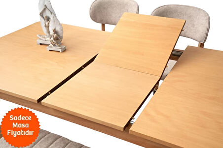 Ortadan Açılır Büyüyen Yemek Masası Beyaz-Naturel Etekli 80x130cm SADECE MASA FİYATIDIR