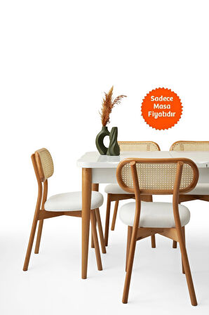 Kelebek Ortadan Açılır Büyüyen Yemek Masası Beyaz 70x120cm
