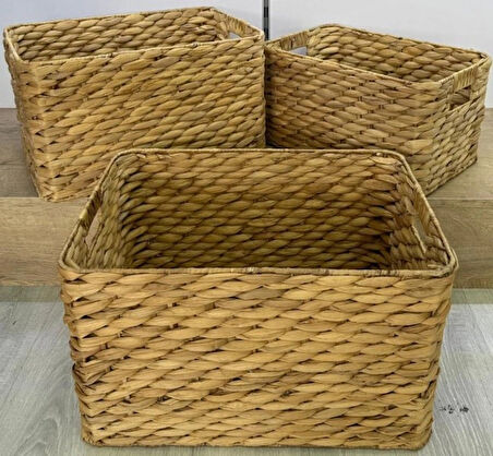 Dekoratif Dikdörtgen Sandık Düzenleyici Sepet 3 lü CL-11053