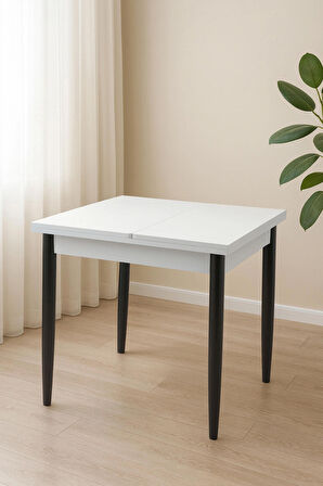 Yanlardan Açılır Büyüyen Yemek Masası Beyaz 75x80cm SADECE MASA FİYATIDIR