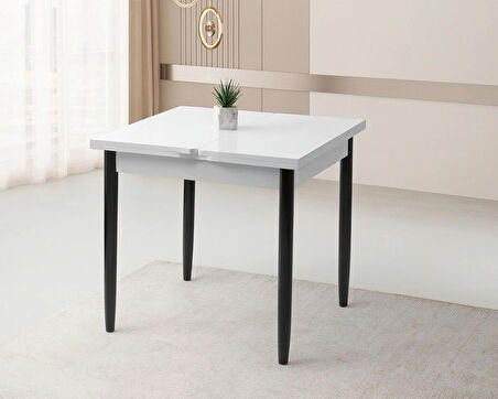 Yanlardan Açılır Büyüyen Yemek Masası Beyaz 75x80cm SADECE MASA FİYATIDIR