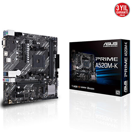 Asus PRIME A520M-K AMD A520 AM4 DDR4 3200 MHz Masaüstü Anakart