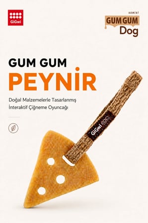 Eco Gum Gum Dog Serisi Doğal Kauçuk Peynir Köpek Oyuncağı - Küçük Irk & Yavru - Çiğneme & At / Getir Oyuncağı