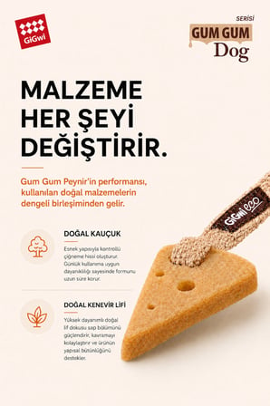 Eco Gum Gum Dog Serisi Doğal Kauçuk Peynir Köpek Oyuncağı - Küçük Irk & Yavru - Çiğneme & At / Getir Oyuncağı