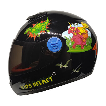 MTS Full Face Motosiklet Çocuk Kaskı K4 Dino Black