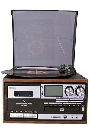 Hepsi Bir Arada elektrikli Vintage Plak Çalar CD Çalar Kaset USB Bluetooth Tf Aux Kumandalı Pikap