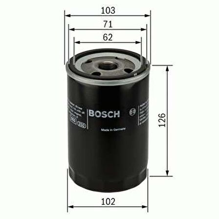 YAG FILTRESI H100 L300 MINIBUS STAREX TCI H100 KAMYONET LIBERO PREGIO 2.5 BONGO K2500 TCI KISA TIP 1997- BOSCH 0986TF0087