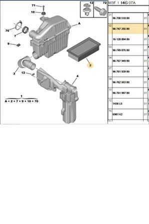 Hava Filtresi C2 C3 207 Partner