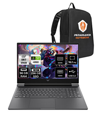 HP VİCTUS 16 i7-13700H 96GB 256GB SSD RTX4060/8GB 144HZ 16.1'' FHD FDOS 8B5Y3EA & PER4 ÇANTA