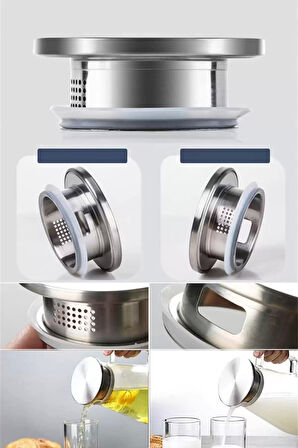 Sürahi Karaf Borosilikat  Cam Kulplu Metal Kapaklı Sıcak Soğuk Kokteyl Meşrubat Sürahisi 1800 ml