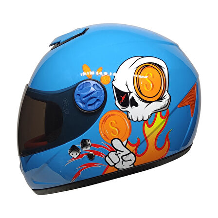 MTS Full Face Motosiklet Çocuk Kaskı K2 Skull Blue