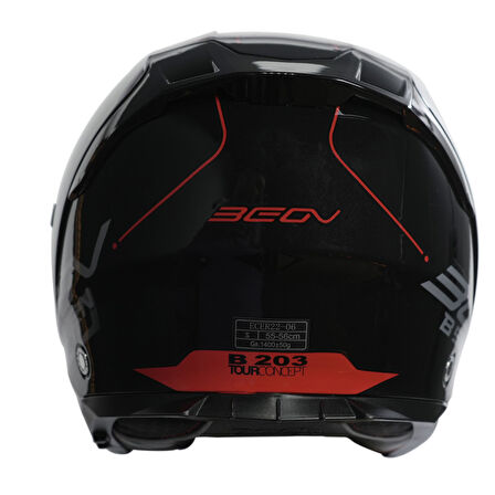 Beon B-203 Çenesiz Vizörlü Yazlık Kask FY01 Siyah/Kırmızı