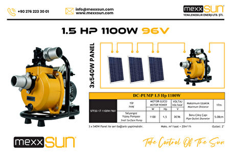 MEXXSUN DC Yüzey Pompa 1.5Hp 1100W (SFP20-17-1100W/96V)