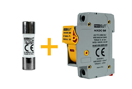 MEXXSUN DC Sigorta + Sigorta Yuvası (16A 1000V) - 12 Adet