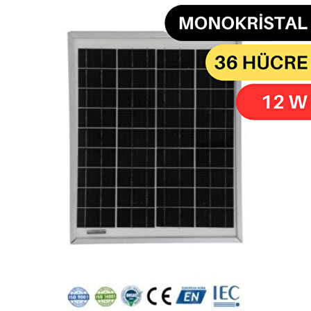 Lexron-12W MONOKRISTAL GÜNEŞ PANELİ