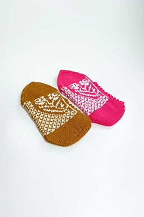 2 Çift El Örgüsü Kışlık Şık Kadın Yün Patik Set 7