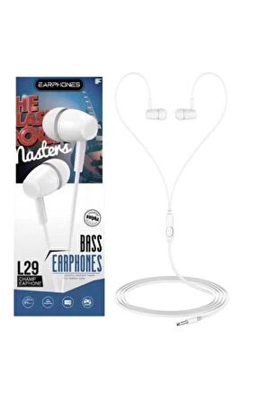 L29 Platoon Bass Earphones Kulaklık Beyaz