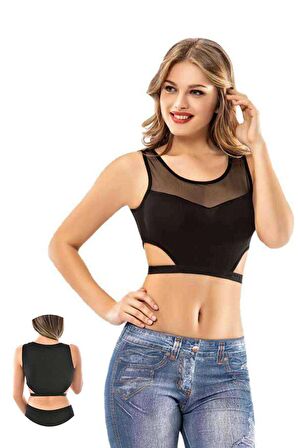 Kota 4 Adet Siyah Tül Modelli Büstiyer 6227