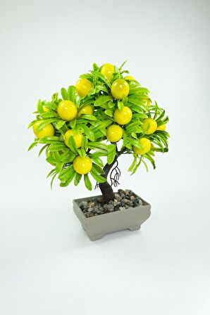 Dekor Ağaç Limon Ağacı Saksılı Dekoratif Ağaç Biblo 24x13 cm