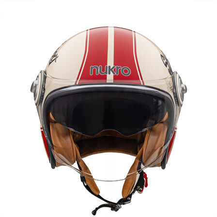 Nukro B-108 Super Sport Cream Red Yazlık Motosiklet Kaskı