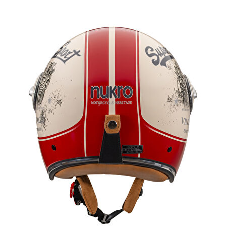 Nukro B-108 Super Sport Cream Red Yazlık Motosiklet Kaskı