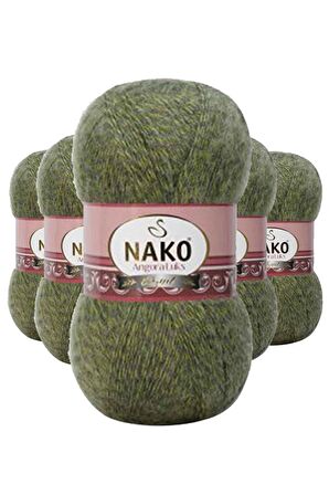 5 Adet Angora Lüks El Örgü İpi Yeşil Muline 21358