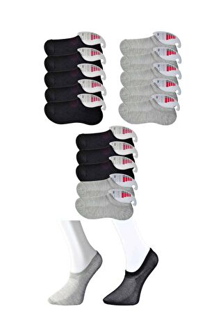 Siyah ve Gri Kadın Görünmez Çorap 15 çift