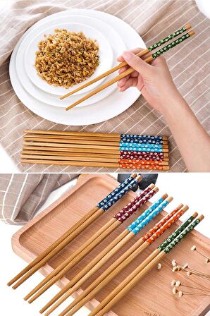 20 Çift Doğal Bambu Desenli Chopstick El Yapımı Pratik Yıkanabilir Çin Yemek Chopstick Çubukları