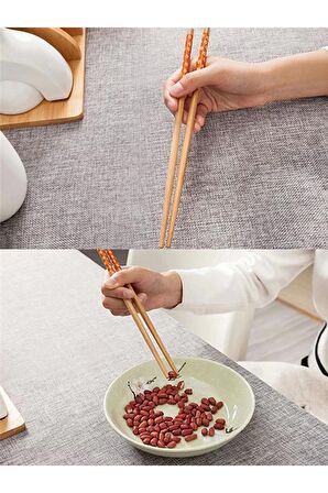 20 Çift Doğal Bambu Desenli Chopstick El Yapımı Pratik Yıkanabilir Çin Yemek Chopstick Çubukları