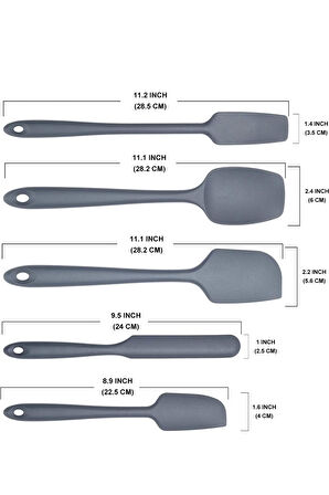 6 Parça Silikon Spatula Seti Pasta Yumurta Fırçası Kaşık Bıçak Spatula Yemek Hazırlık Seti Gri