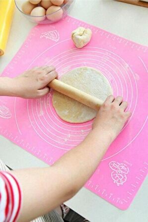 Silikon Hamur Matı Çok Amaçlı Pasta Hamur Açma Fırın Altlığı Silikon Pembe Mat