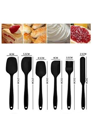 6 Parça Silikon Spatula Seti Pasta Yumurta Fırçası Kaşık Bıçak Spatula Yemek Hazırlık Seti