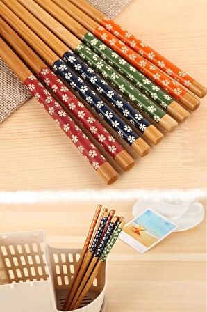 20 Çift Bambu Chopstick Desenli Yıkanabilir Kore Çin Yemek Çubuğu El Yapımı Doğal Ahşap Sushi Çubuk