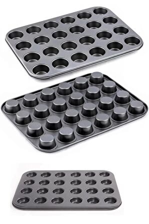 Muffin Kalıbı 24'lü Mini Cupcake Fırın Kapsülü Kek Browni Kekstra Kurabiye Kalıbı Muffin Baking Pan Extra Dayanıklı Yanmaz Yapışmaz Muffin