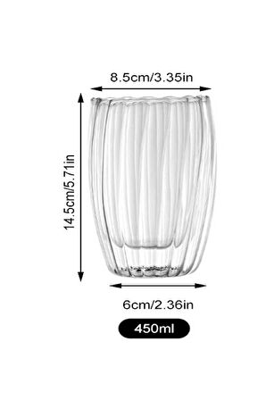 Burgu Desenli Origami Stil Borosilikat Cam Sunum Bardağı 450 ML