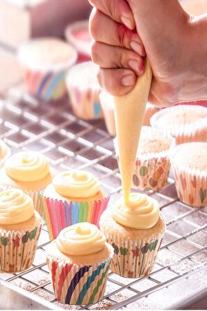 400'Lü Büyük Boy Muffin Kek Kalıbı Mini Naturel Kağıt Cupcake Browni Kek