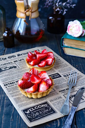 50'Lİ Breakfast Desenli Yağlı Kağıt Vintage Gazete Desen Aparatif Kağıdı Mutfak Servis Sunum Kağıdı