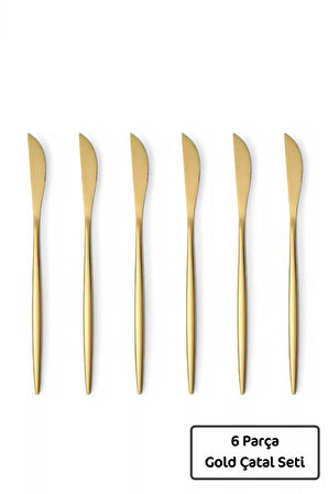 6'lı Gold Lüx Parlak Yemek Bıçağı Paslanmaz Çelik Çeyiz Bıçak Takımı Parlak Pürüzsüz Gold