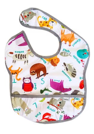 Yorni , 2 Adet, Ekonomik Set, 6-24AY, Zoo ve Family Desen, Sıvı Geçirmeyen, Cepli, Cırtlı Mama Önlüğü, Önlük