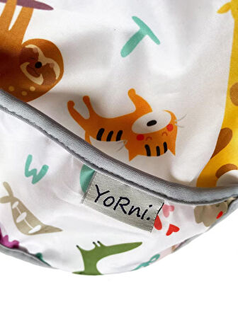 yorni 6-24ay, Zoo, Boyundan Cırtlı, Sıvı Geçirmez, Cepli, Makinede Yıkanabilir, Bebek Mama Önlüğü