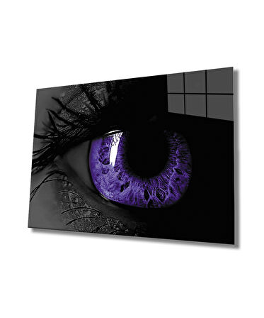 Kadınlar Mor Göz Dekoratif ve Modern Cam Tablo Women Purple Eye