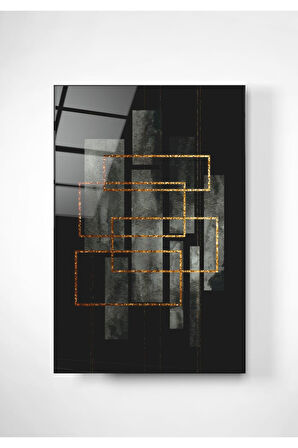 Digi-art Gold & Black Dekoratif ve Modern Cam Tablo 70x110