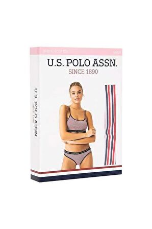 U.S. Polo Assn. Kadın Lacivert - Çizgili Büstiyer Slip Takım