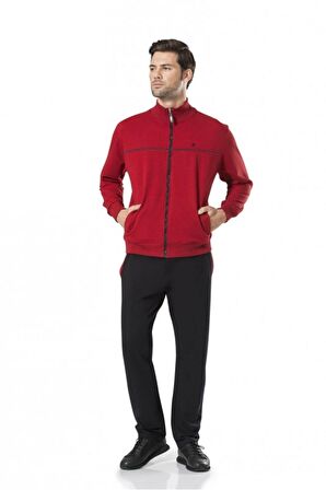 7200 4'lü Bordo Eşofman Ve Pijama Takımı