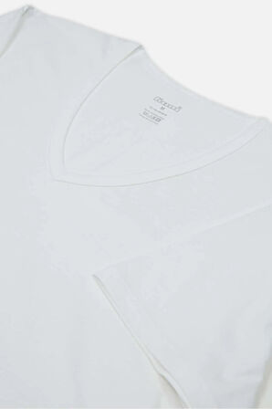 Enrico V Yaka Pamuk 2'li Erkek Tshirt Beyaz