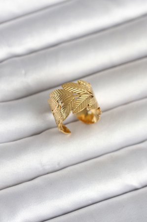 316L Çelik Gold Renk Başak Modeli Kadın Yüzük - TJ-BYK4162