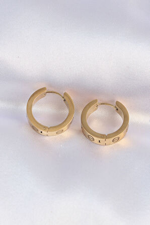 316L Çelik Gold Renk Model Halka Küpe - TJ-BKP9004